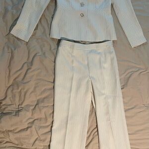 Elegant White Pinstripe Women's Suit Set